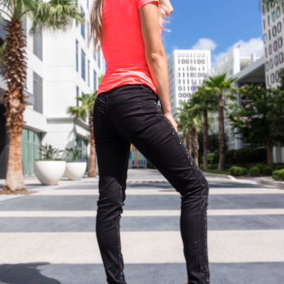 New Rhinestone HighWaisted Jeans Denim Skinny Jeans Women Embellished Slim Pants - Picture 8 of 17